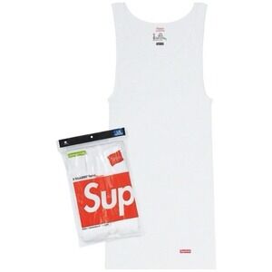 Supreme x Hanes White Tank Tops, Men's Size Large, 3 Pack, A-Shirt, Hypebeast